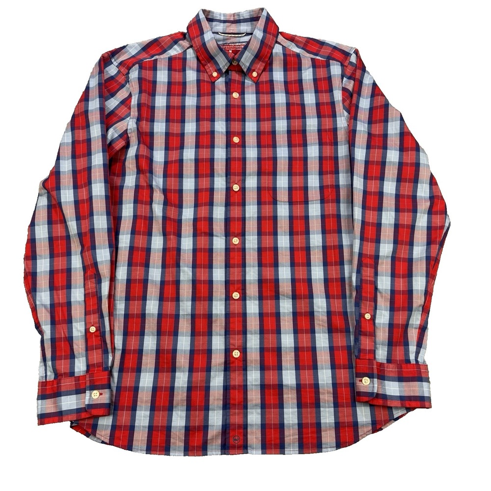Vineyard Vines OTG Shirt Men M Red Gingham Check Brr Stretch Wicking Cool Tech